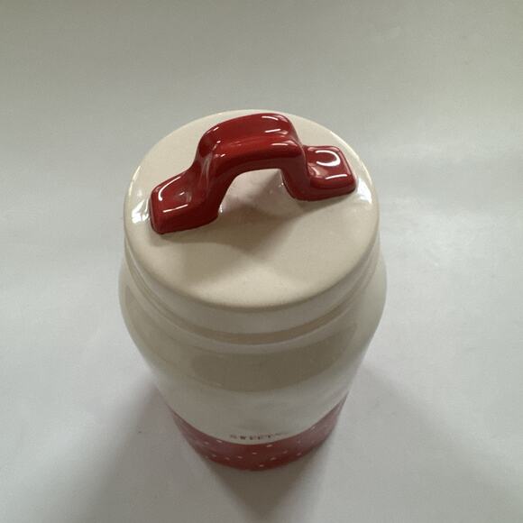 Rae Dunn SWEETS Canister Jar with Lid Red Polka Dot Artisan Collection Farmhouse - Picture 3 of 9
